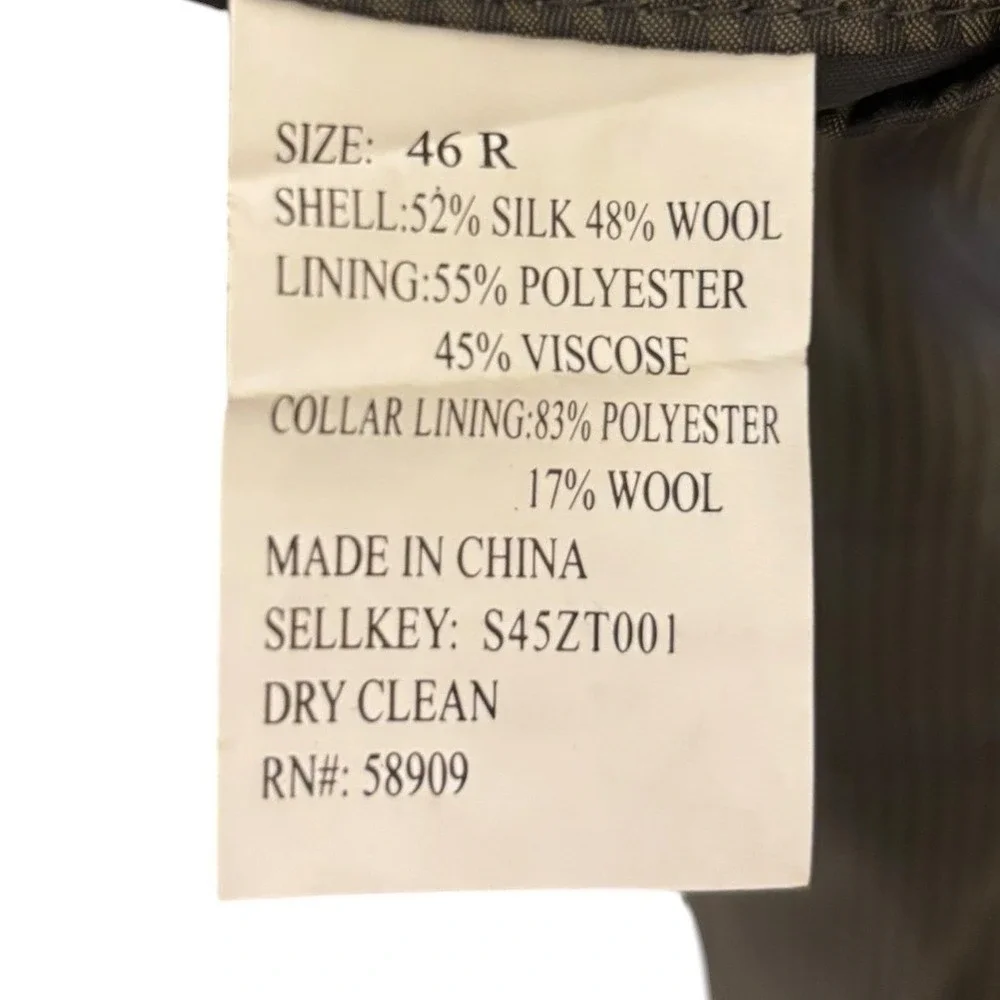 Turnbury Sport Coat Brown Silk Wool Blend Two Button Classic Academic Career 46R